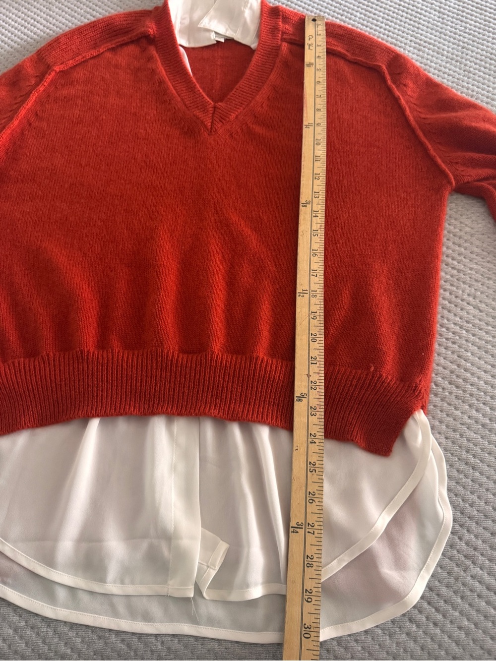 Brochu Walker The Looker Layered V Neck Wool Cashmere Sweater Red M - Picture 12 of 12